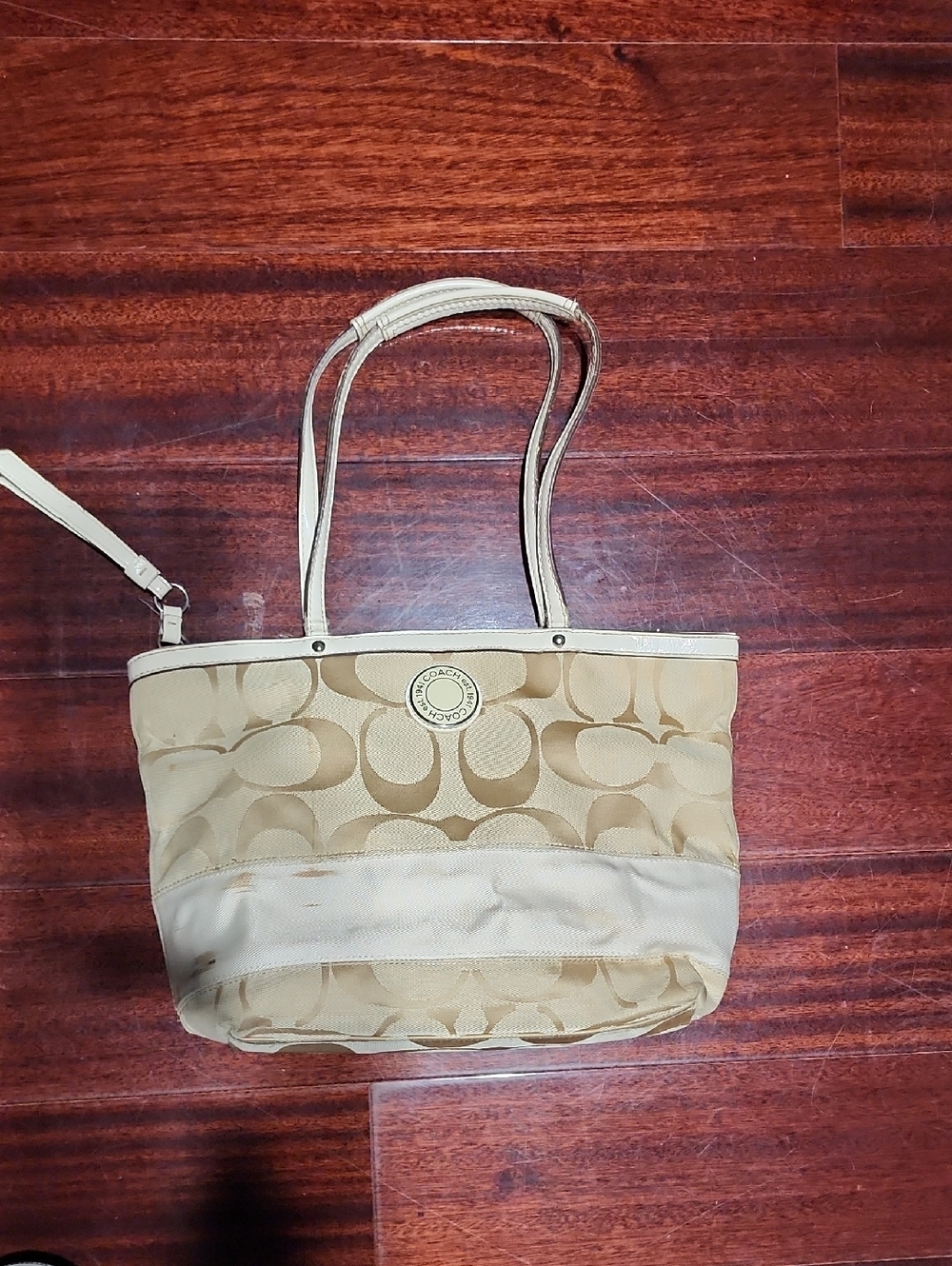 Coach VTG Signature C Hobo Beige/Gold Bag Handbag
